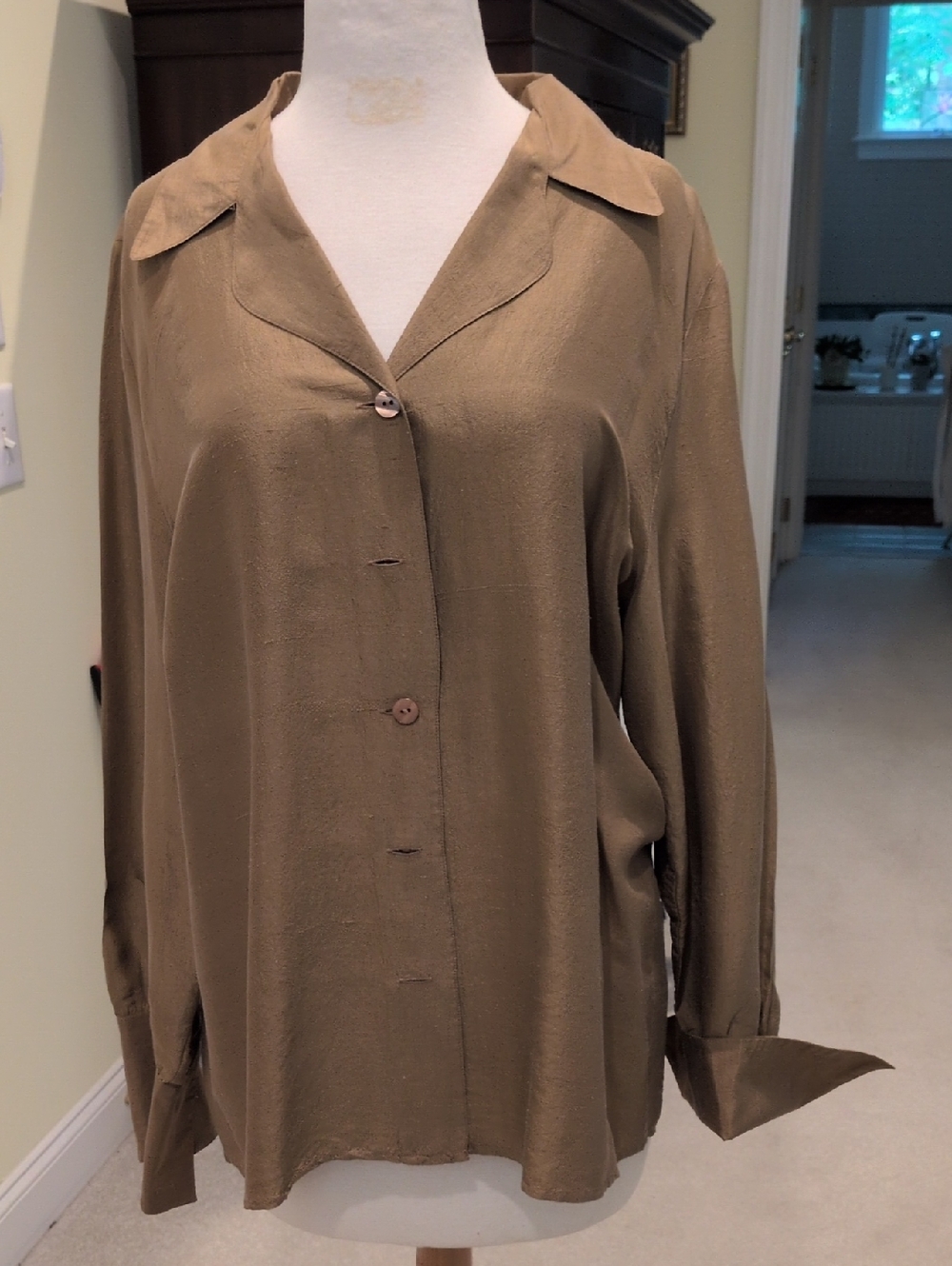 chaus petites silk french cuff long sleeved blouse